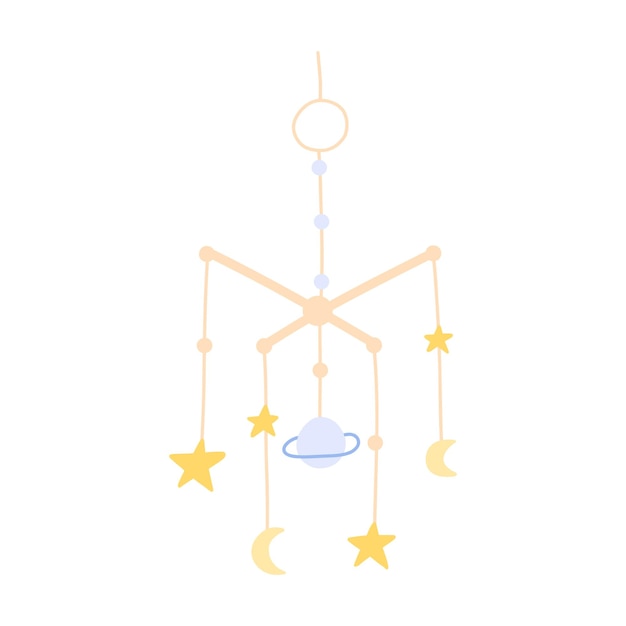 baby toy mobile vector illustration flat style hand draw hanging children toy
