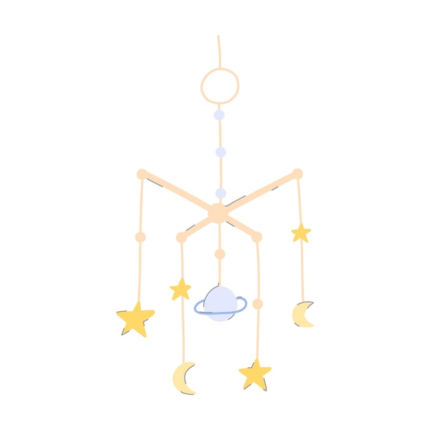 baby toy mobile vector illustration flat style hand draw hanging children toy