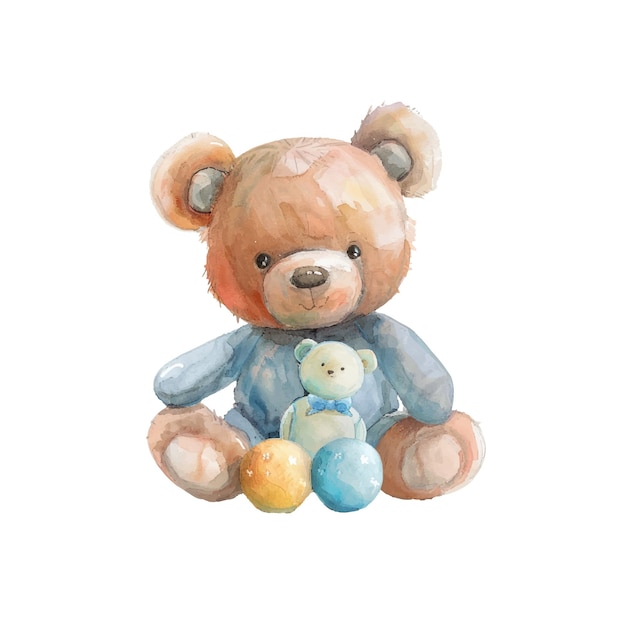 baby toy vector illustration in watercolor style