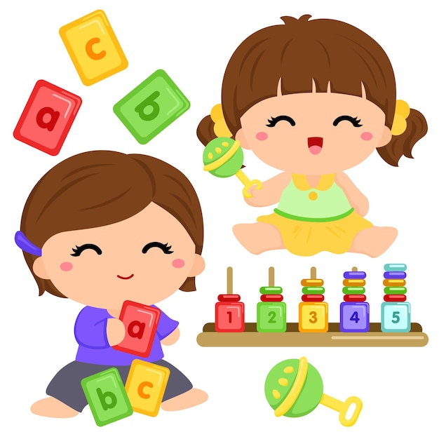 Baby Toys Clipart colorful Vector