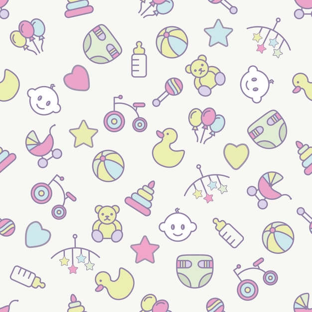 Vector baby toys seamless pattern