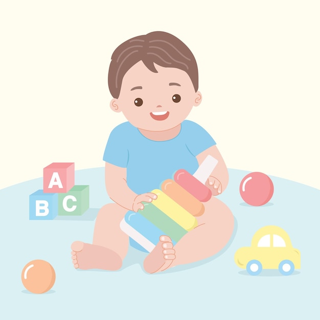 Vector baby and toys