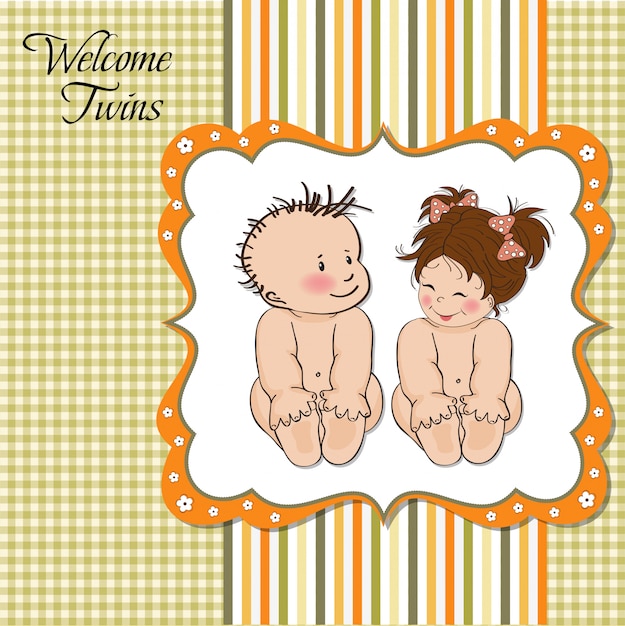 Baby twins shower card