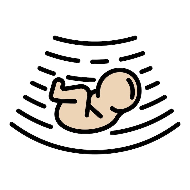 Vector baby under ultrasound icon outline baby under ultrasound vector icon color flat isolated