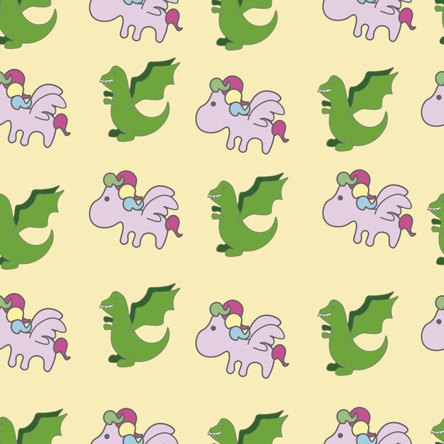 Baby unicorn and dragon pattern seamless