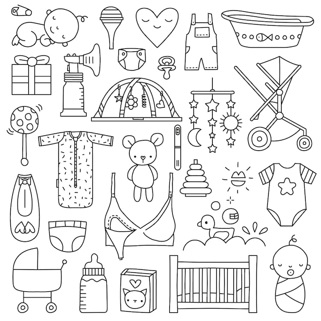 Vector baby vector illustration set