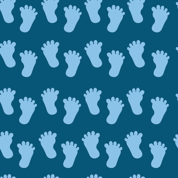 Vector baby voetafdruk blauwe achtergrond. silhouet baby voetafdruk pictogram geïsoleerd op blauwe achtergrond.
