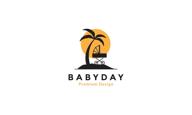 Baby wandelwagen met vakantie logo ontwerp vector pictogram symbool grafische afbeelding