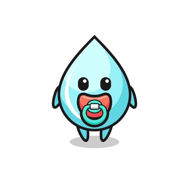 Vector baby water drop cartoon character with pacifier , cute style design for t shirt, sticker, logo element