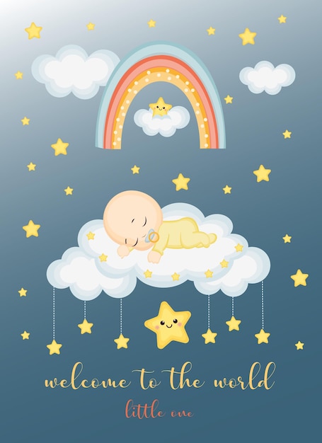 baby welcome card for free vector