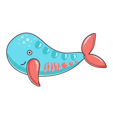 Premium Vector | Baby whale illustration fish cartoon clip art. funny  marine character