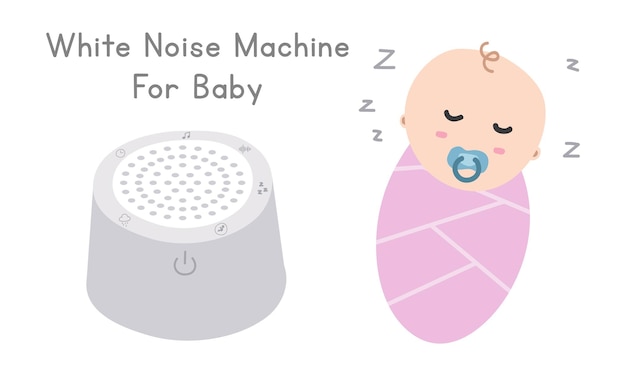 Baby white noise machine clipart vector. Sleep white noise lullabies for newborn cartoon style