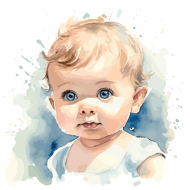 Vector a baby with blue eyes and a blue background