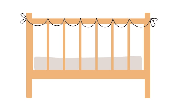 Vector baby wooden crib