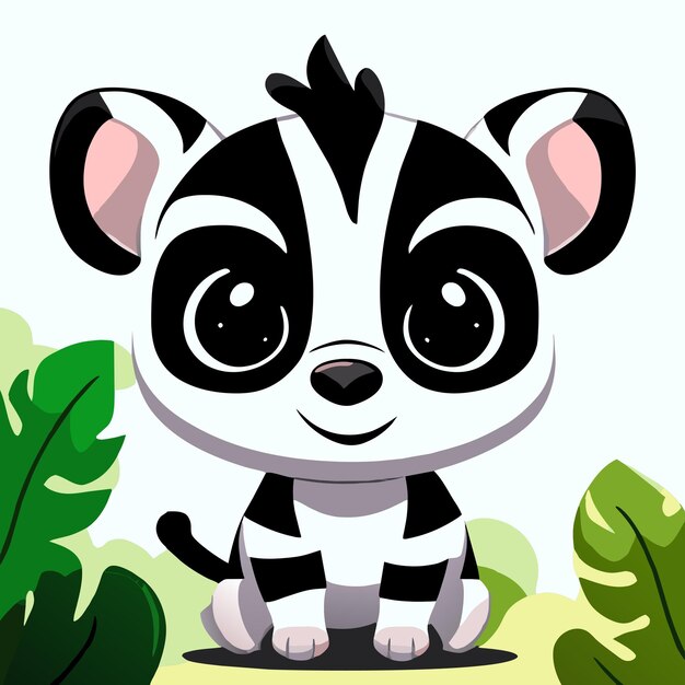 Vector baby zebra hand drawn flat stylish cartoon sticker icon concept isolated illustration