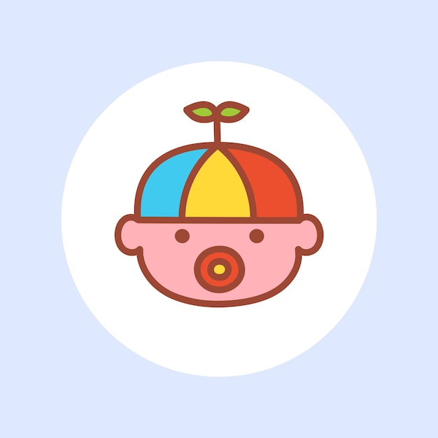 Baby zuigt een fopspeen Baby hoofd pictogram vector ontwerpsjabloon Baby gezicht avatar karakter