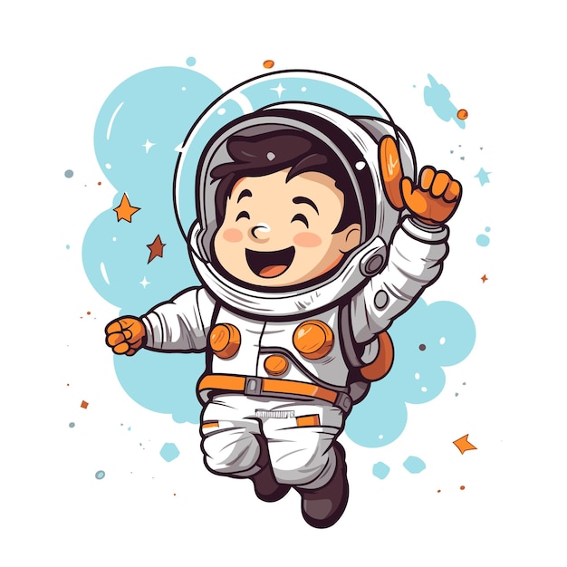 Babyastronaut en ruimteillustratie clipart Leuke astronaut die op achtergrond wordt geïsoleerd