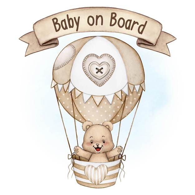 Babybeer op een heteluchtballon babyshower