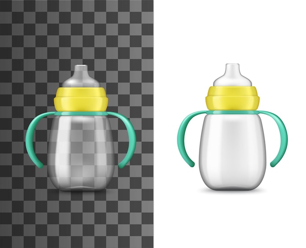 Vector babyflesmelk die realistische mockup voedt