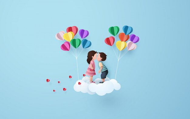 Vector babygirl and babyboy kissing