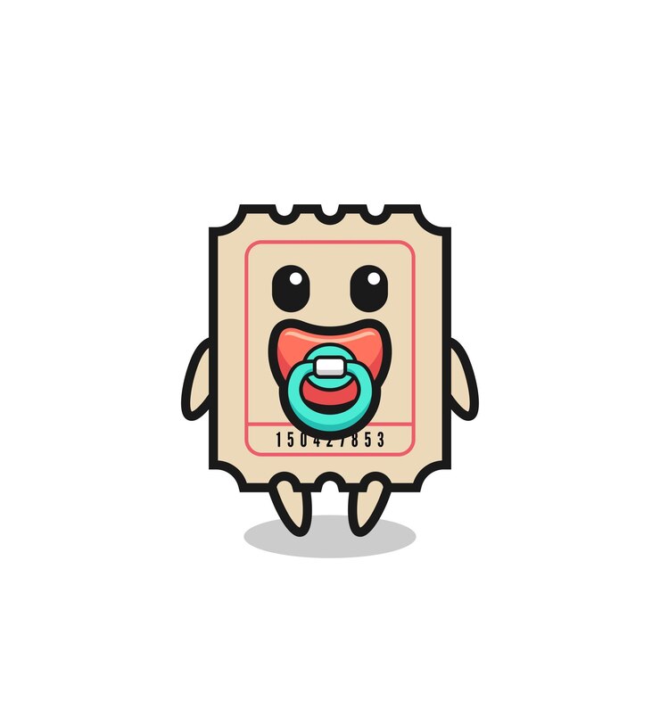 Babykaartje stripfiguur met fopspeen, schattig stijlontwerp voor t-shirt, sticker, logo-element