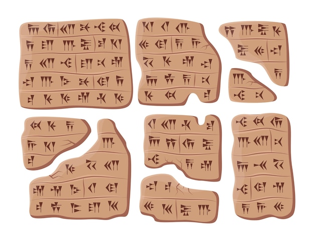 Babylonian or Sumerian script vector illustrations set