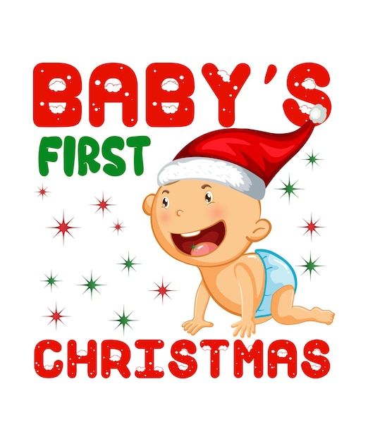 Vector babys 1e kerst kerst t-shirt ontwerp