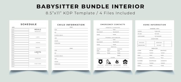 Babysitter Information Printable Babysitter Planner Babysitter Printable Childcare Templates