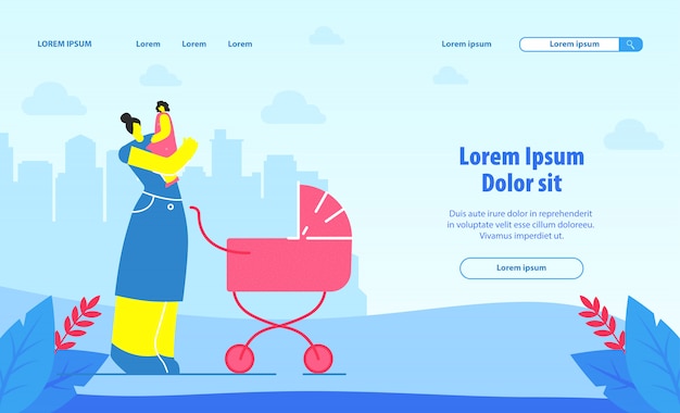 Vector babysitting service landing page