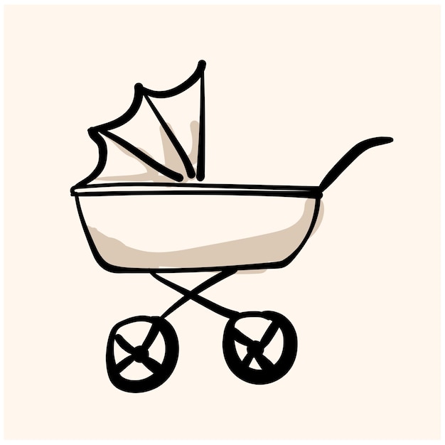 Babywandelwagen schets doodle lijn kunst voor web mobiele en infographics