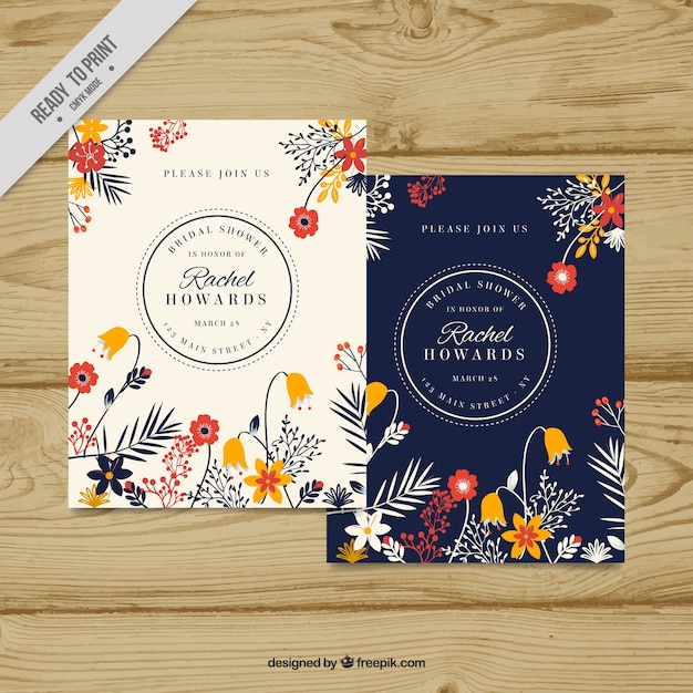 Bachelorette invitation with beautiful floral decoration