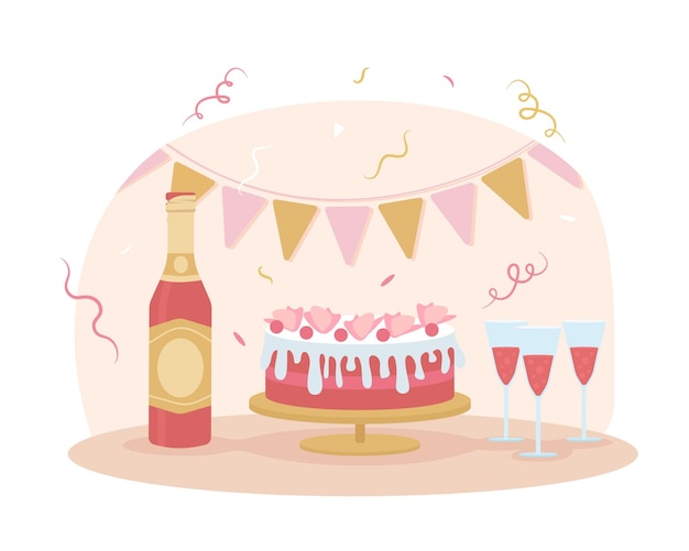 Bachelorette party food 2D vector isolated illustration