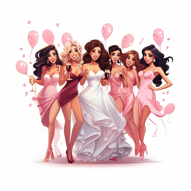 Vector bachelorette party isolated on transparent background