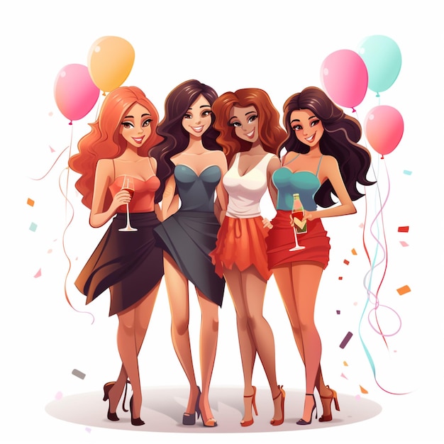 Vector bachelorette party isolated on transparent background