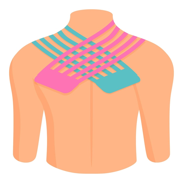 Vector back cross bandage icon cartoon vector kinesio tape