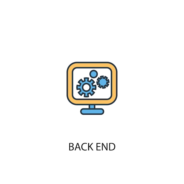 Back end concept 2 colored line icon. Simple yellow and blue element illustration. back end concept outline symbol design