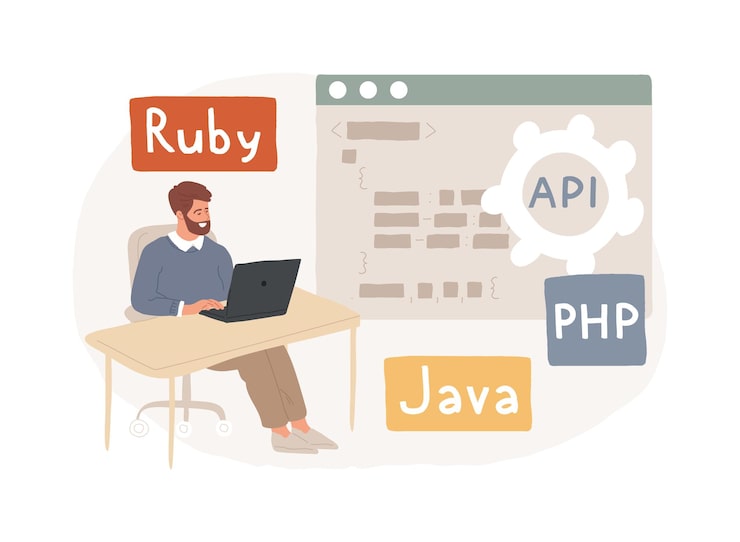 Vector back end development isolated concept vector illustration software development process computer application program code programming language writing api and interface code vector concept