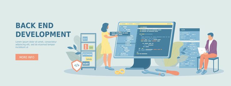 Vector 백엔드 개발 소프트웨어 개발 과정 프로그래밍과 코딩 프로그래머는 공동으로 일합니다.