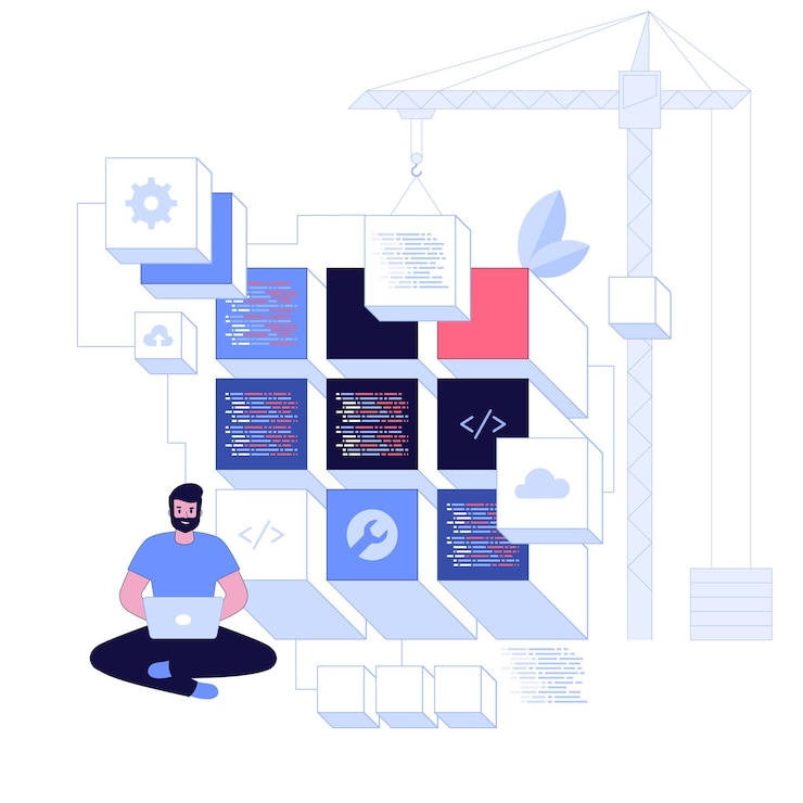 Vector back-end ontwikkeling abstracte concept illustratie