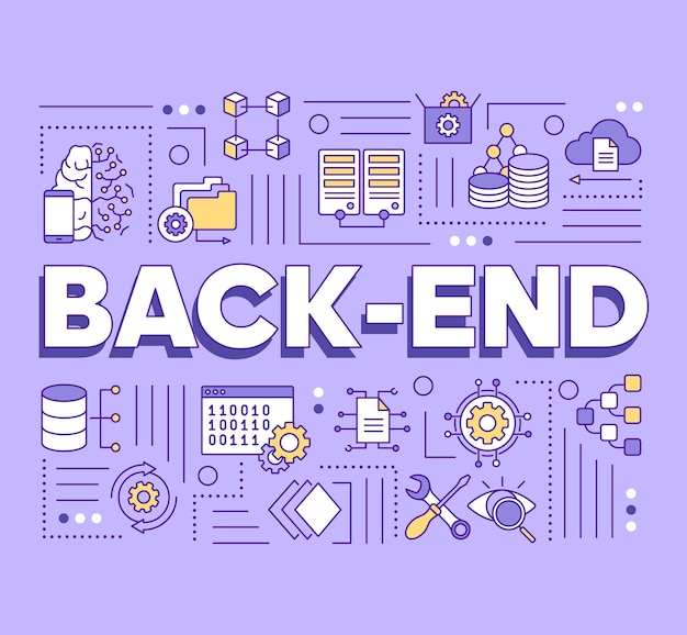 back-end word concepts banner. database programming. web applications development. presentation, website. isolated lettering typography idea with linear icons. vector outline illustration