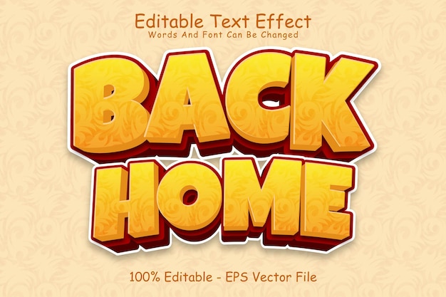Back Home Редактируемый текстовый эффект 3 Dimension Emboss Modern Style