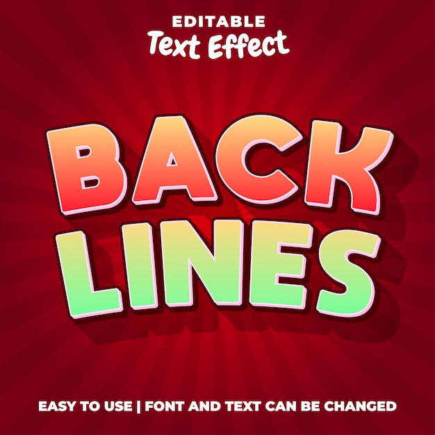 Back lines game title editable text effect style