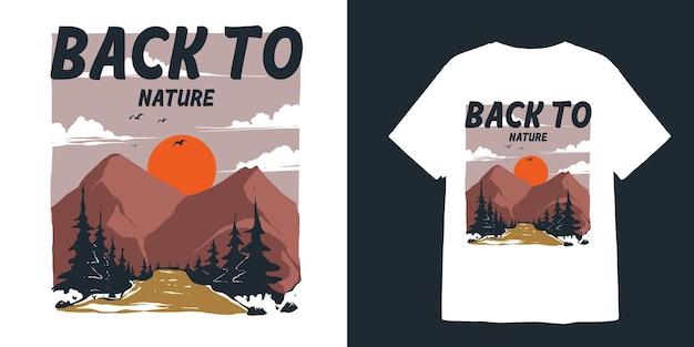 Vector back to nature t shirt design and sticker