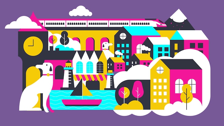 Vector back to nature urban landscape