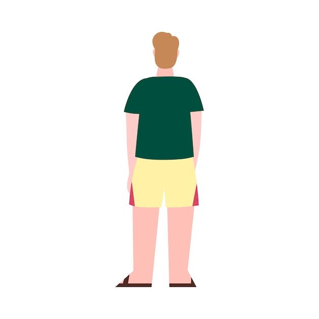 Vector back rear view of young man standing in neutral pose