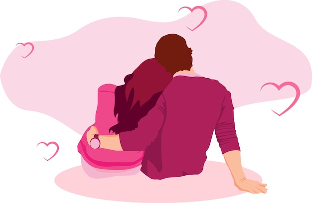 Back of Romantic couple Illustration