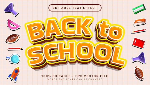 back to school 3d editable text effect template