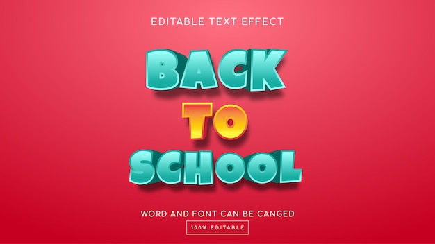 Vector back to school 3d editable text effect template