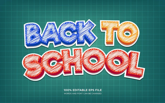 Vector back to school 3d editable text style effect