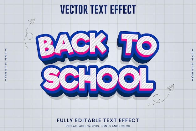 Снова в школу 3d редактируемый векторный текстовый эффект